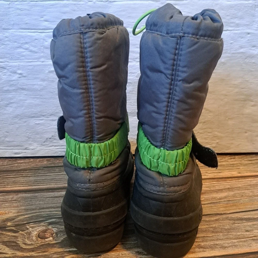 Sorel Kids Flurry Snow Boots Grey Lime Green Waterproof Winter  Size 1